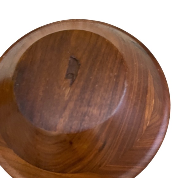 Set Of 4 Mid Century Modern Vermillion Real Walnut Wooden Salad Bowls 6'' - Picture 6 of 7